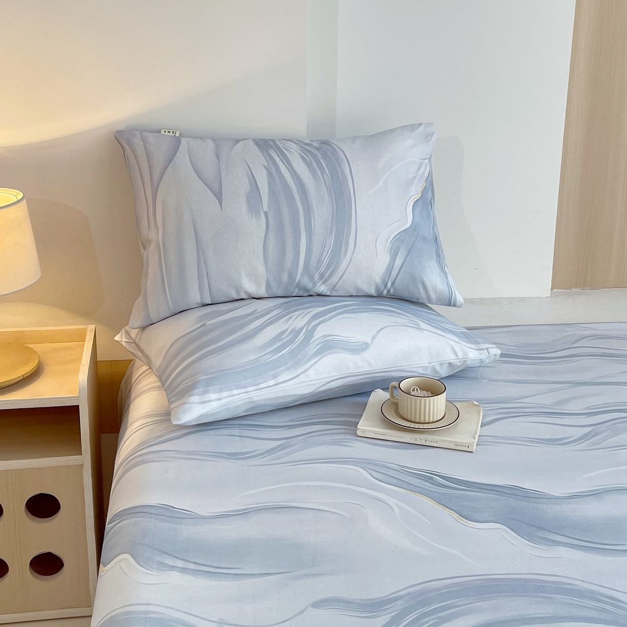 91家纺网 家纺一手货源 找家纺 爱彼家纺 2026新款A类全棉纯棉老粗布床单凉席席子床单三件套-系列二 水墨江南