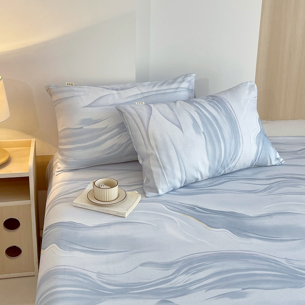 91家纺网 家纺一手货源 找家纺 爱彼家纺 2026新款A类全棉纯棉老粗布床单凉席席子床单三件套-系列二 水墨江南