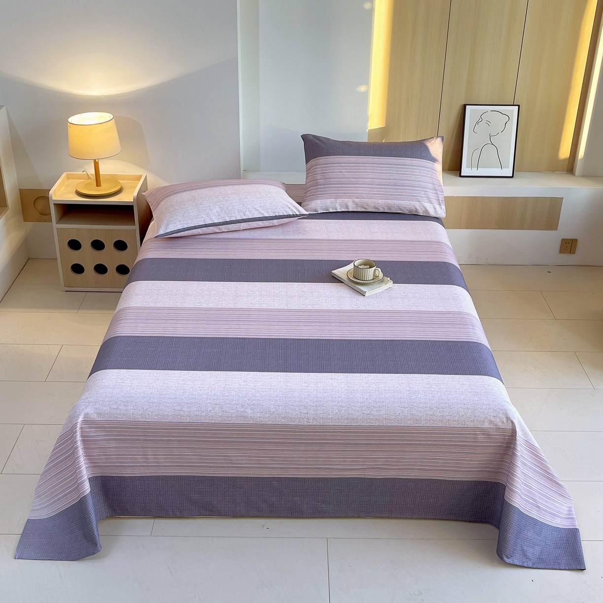 91家纺网 家纺一手货源 找家纺 爱彼家纺 2026新款A类全棉纯棉老粗布床单凉席席子床单三件套-系列二 现代格