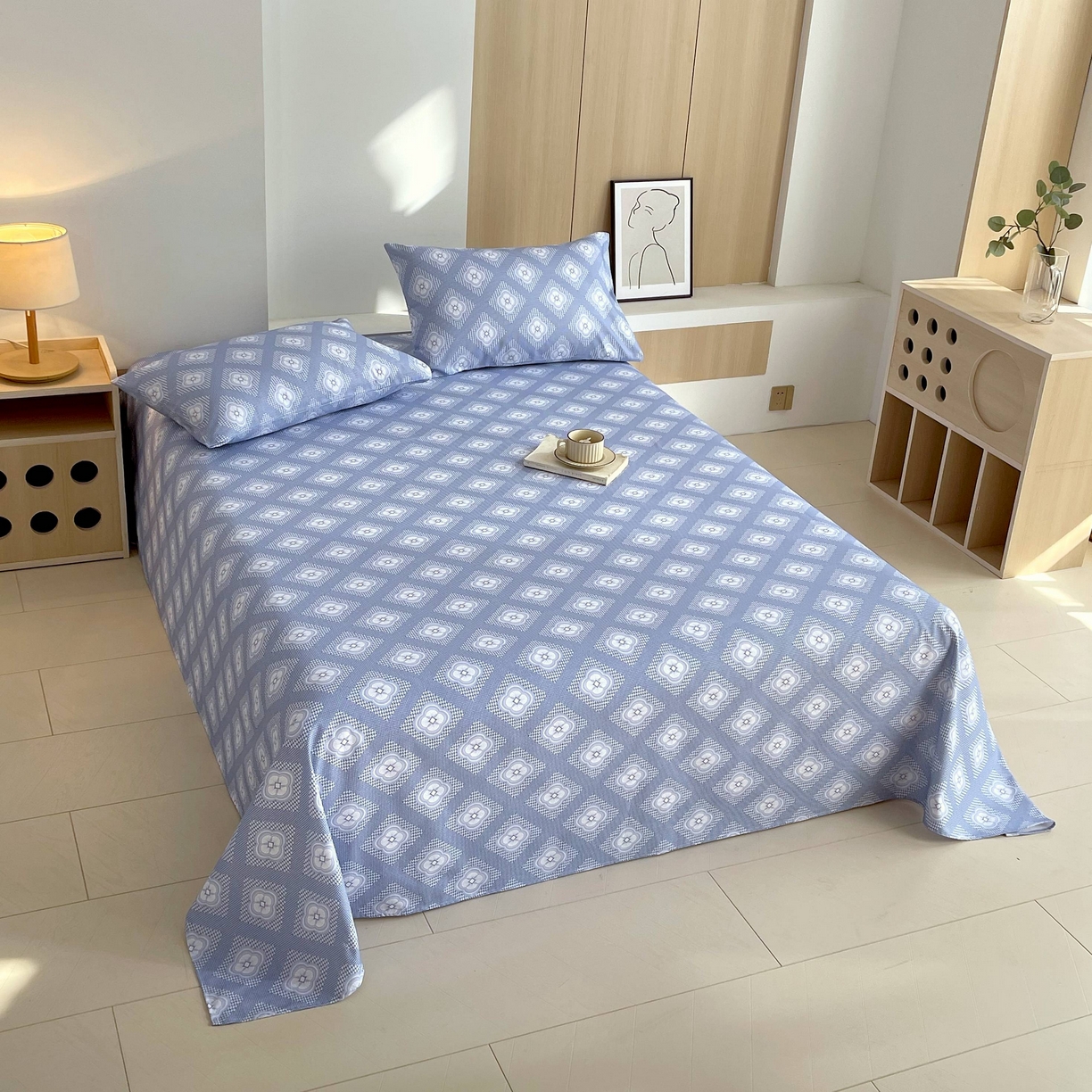 91家纺网 家纺一手货源 找家纺 爱彼家纺 2026新款A类全棉纯棉老粗布床单凉席席子床单三件套-系列二 幸运格