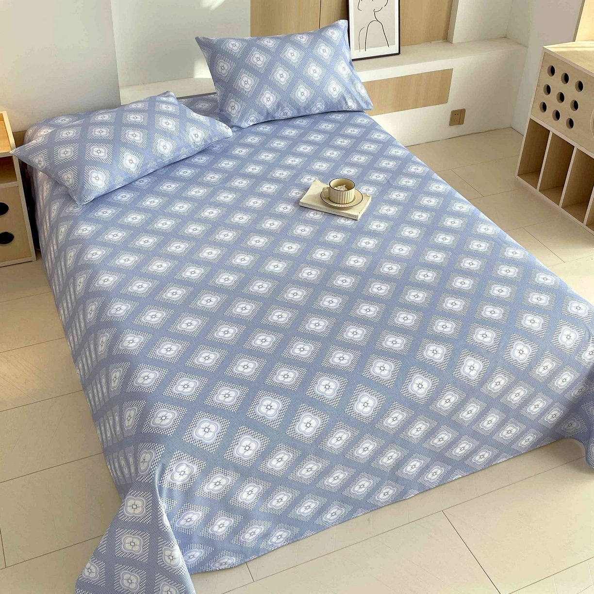 91家纺网 家纺一手货源 找家纺 爱彼家纺 2026新款A类全棉纯棉老粗布床单凉席席子床单三件套-系列二 幸运格