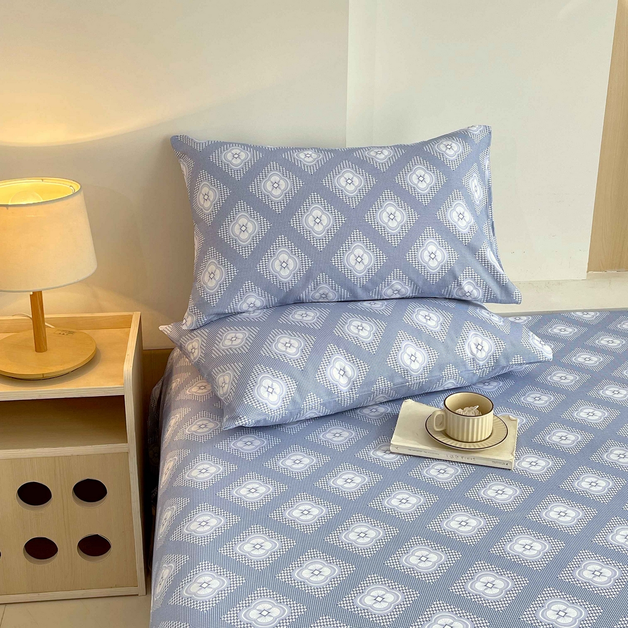 91家纺网 家纺一手货源 找家纺 爱彼家纺 2026新款A类全棉纯棉老粗布床单凉席席子床单三件套-系列二 幸运格