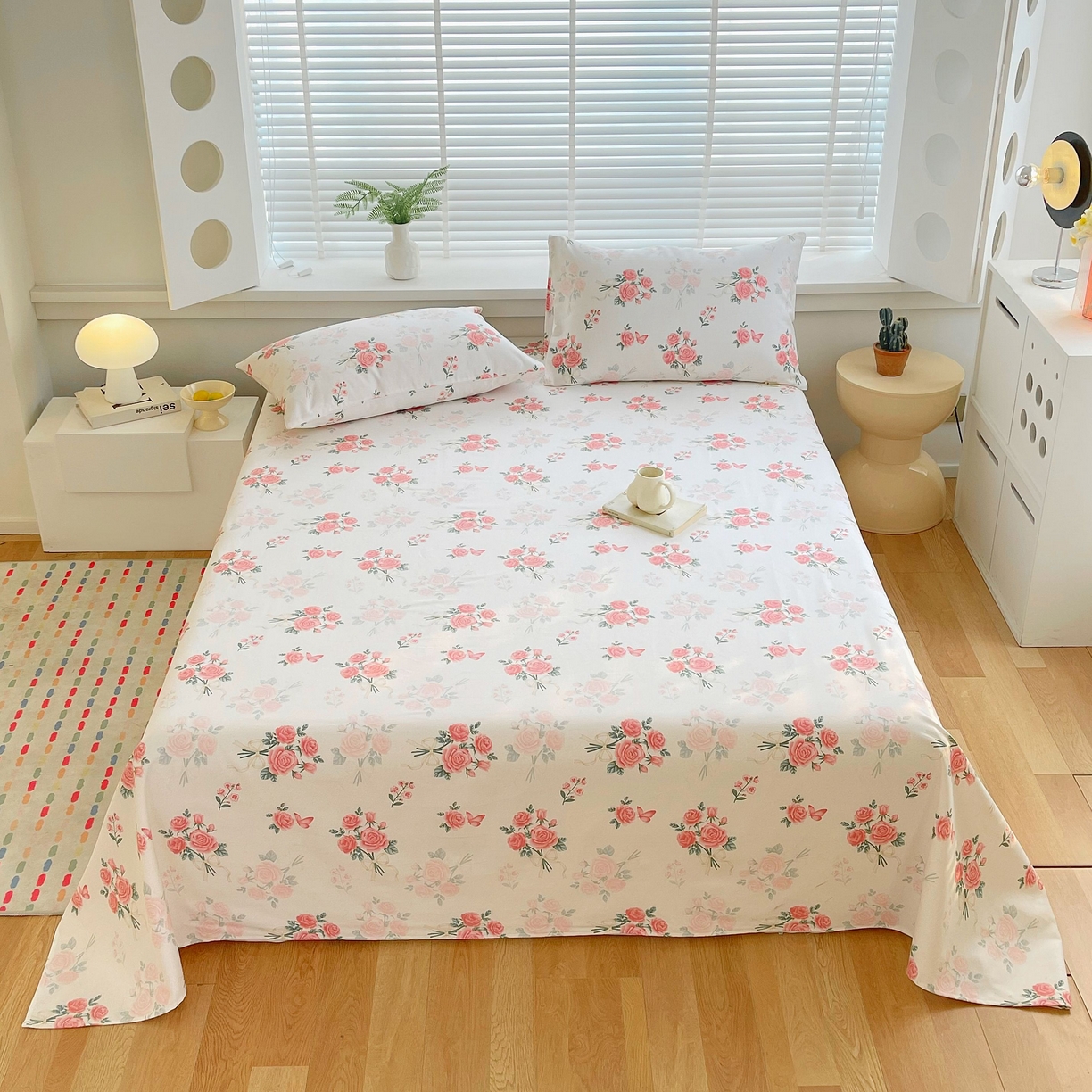 91家纺网 家纺一手货源 找家纺 爱彼家纺 2026新款A类全棉纯棉老粗布床单凉席席子床单三件套-系列二 胭脂