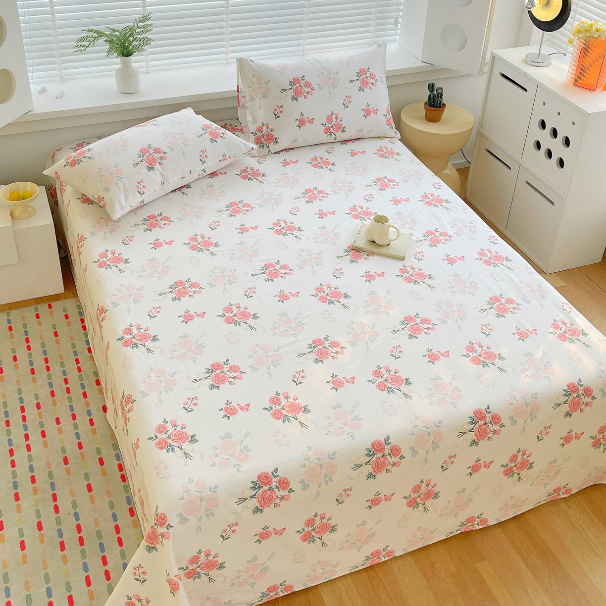 91家纺网 家纺一手货源 找家纺 爱彼家纺 2026新款A类全棉纯棉老粗布床单凉席席子床单三件套-系列二 胭脂