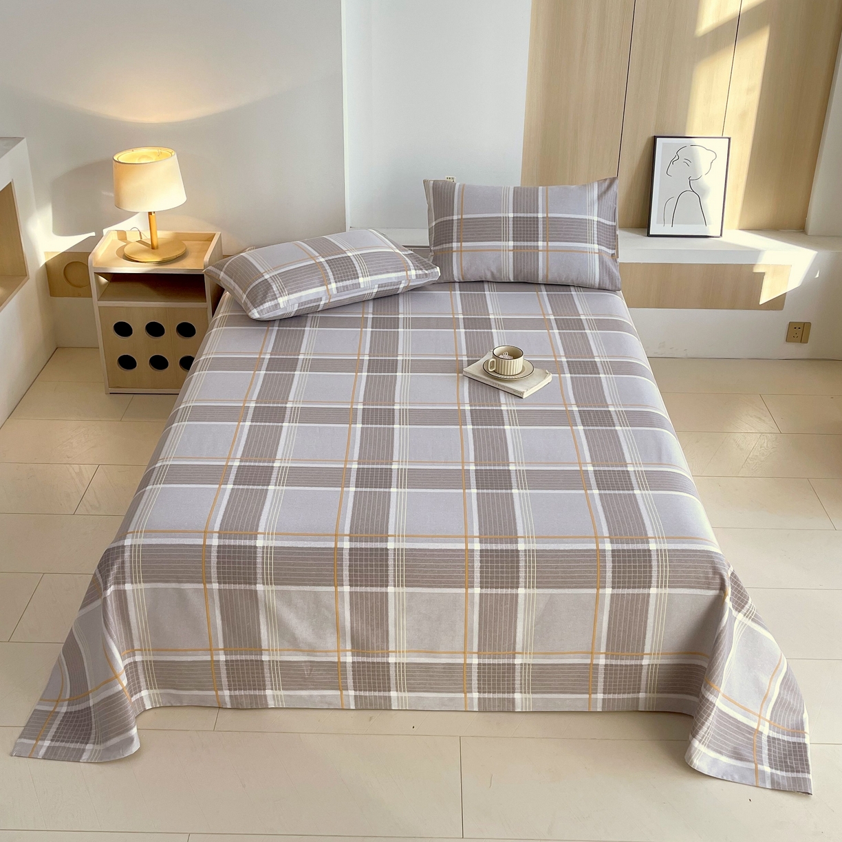 91家纺网 家纺一手货源 找家纺 爱彼家纺 2026新款A类全棉纯棉老粗布床单凉席席子床单三件套-系列二 言格