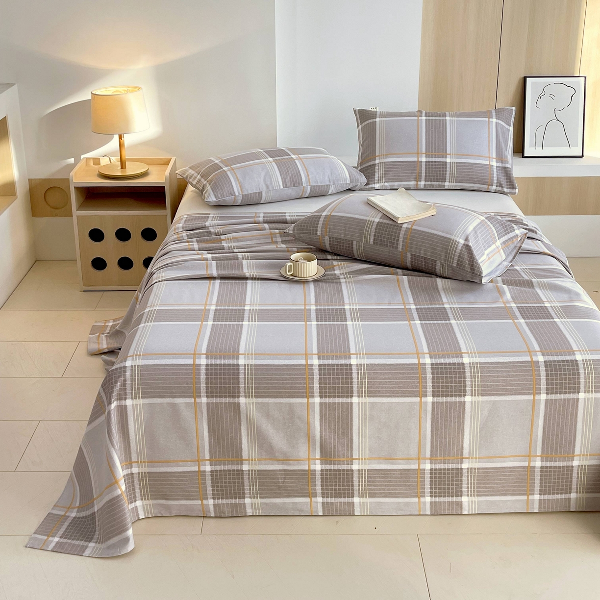 91家纺网 家纺一手货源 找家纺 爱彼家纺 2026新款A类全棉纯棉老粗布床单凉席席子床单三件套-系列二 言格