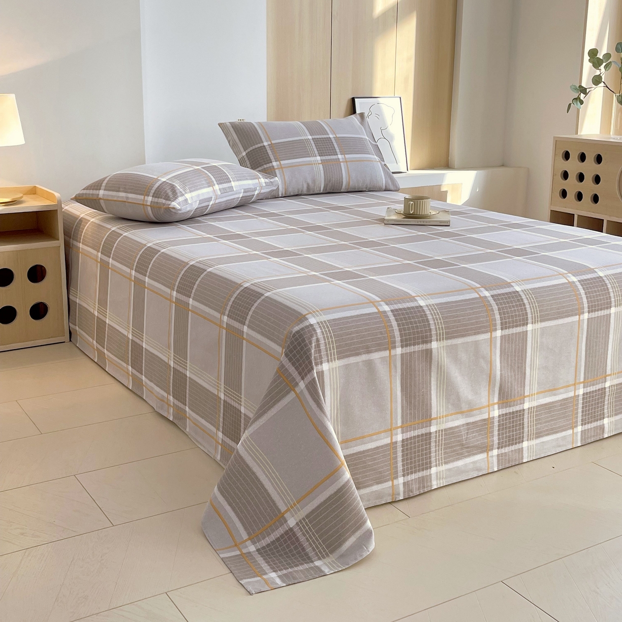 91家纺网 家纺一手货源 找家纺 爱彼家纺 2026新款A类全棉纯棉老粗布床单凉席席子床单三件套-系列二 言格