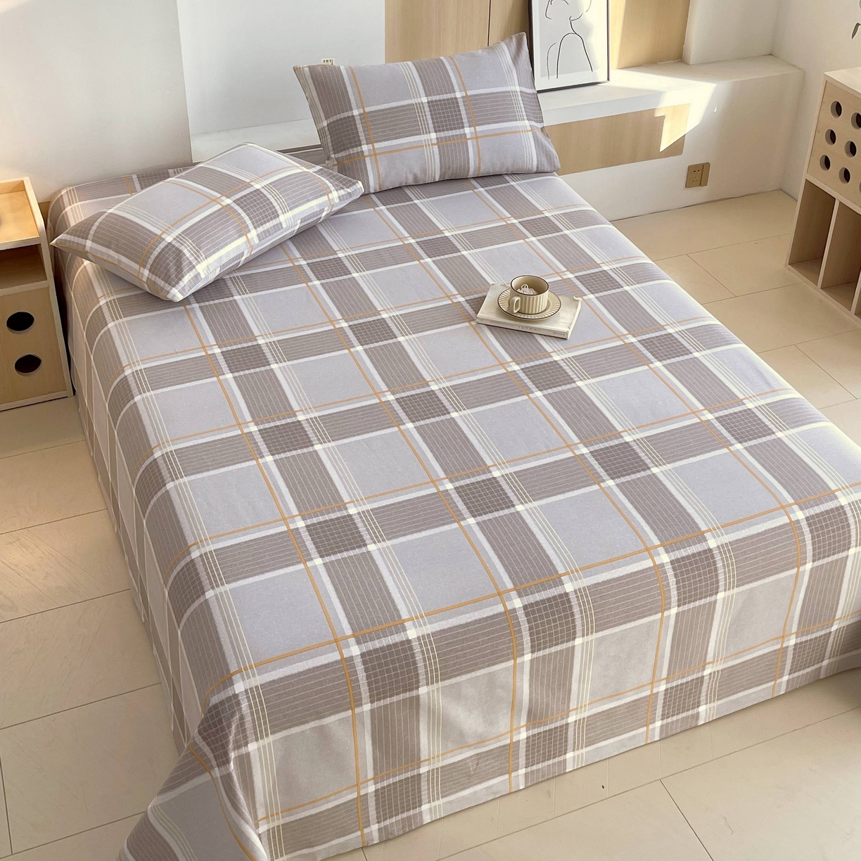 91家纺网 家纺一手货源 找家纺 爱彼家纺 2026新款A类全棉纯棉老粗布床单凉席席子床单三件套-系列二 言格