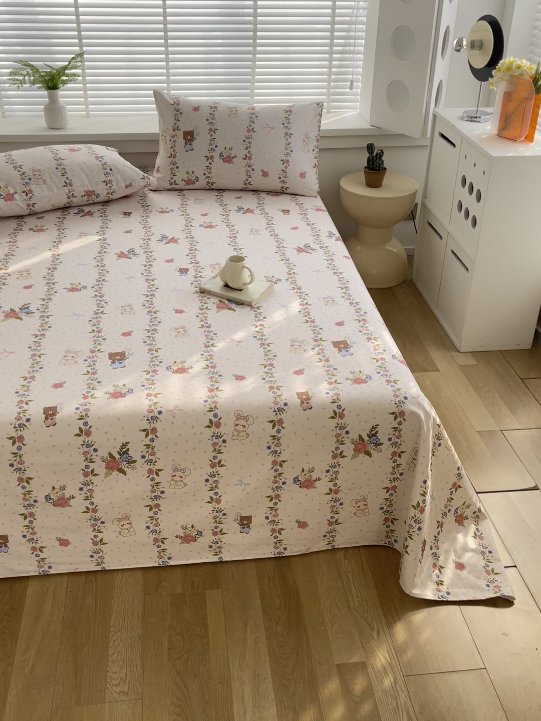 91家纺网 家纺一手货源 找家纺 爱彼家纺 2026新款A类全棉纯棉老粗布床单凉席席子床单三件套-系列二 蔷薇