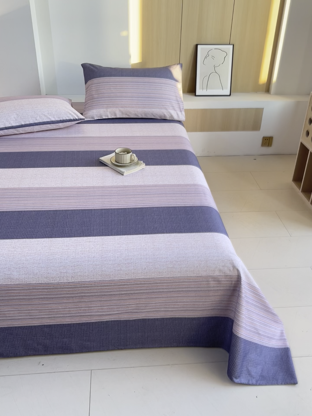 91家纺网 家纺一手货源 找家纺 爱彼家纺 2026新款A类全棉纯棉老粗布床单凉席席子床单三件套-系列二 现代格