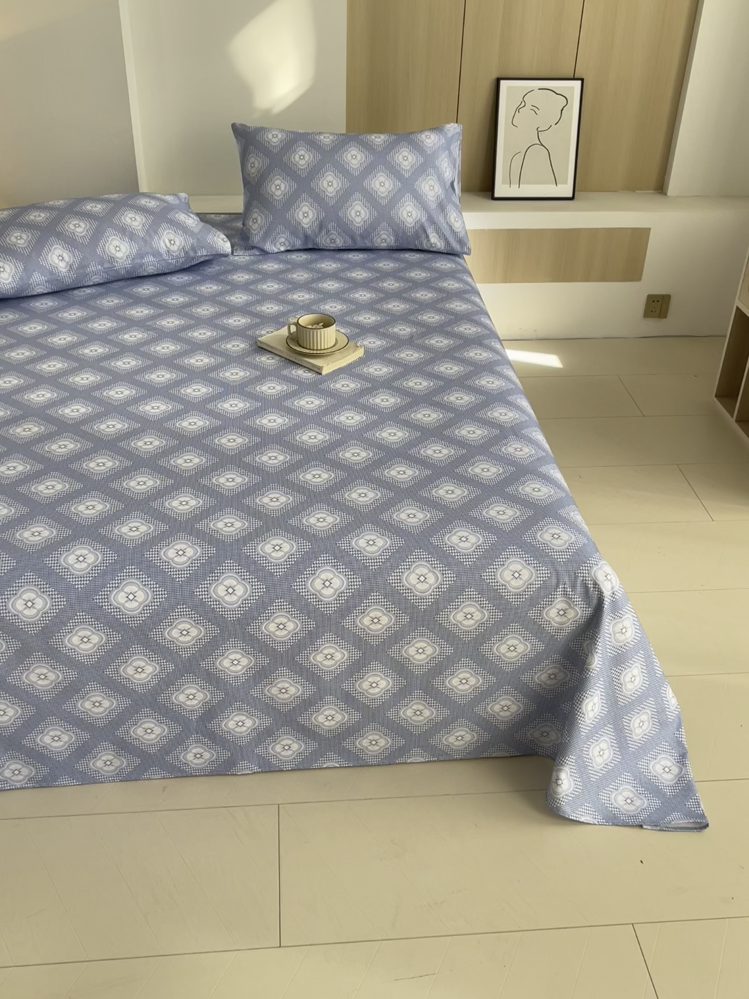 91家纺网 家纺一手货源 找家纺 爱彼家纺 2026新款A类全棉纯棉老粗布床单凉席席子床单三件套-系列二 幸运格