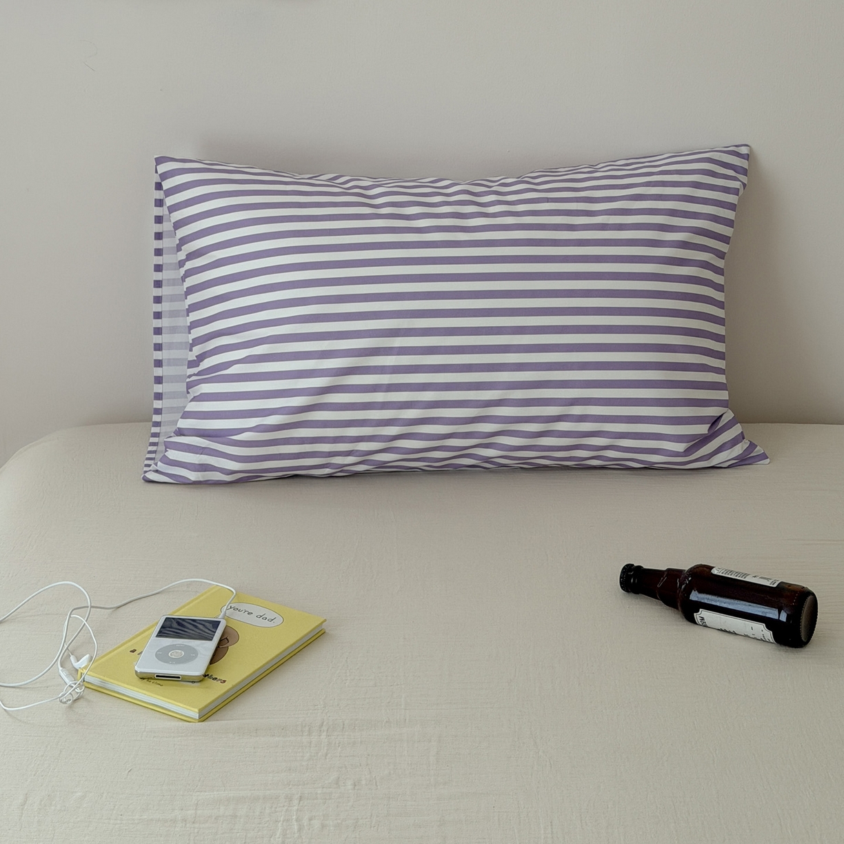 艾沁家纺 2026新款全棉纯棉单品枕套 枕套单件 紫色横条-斜纹数码