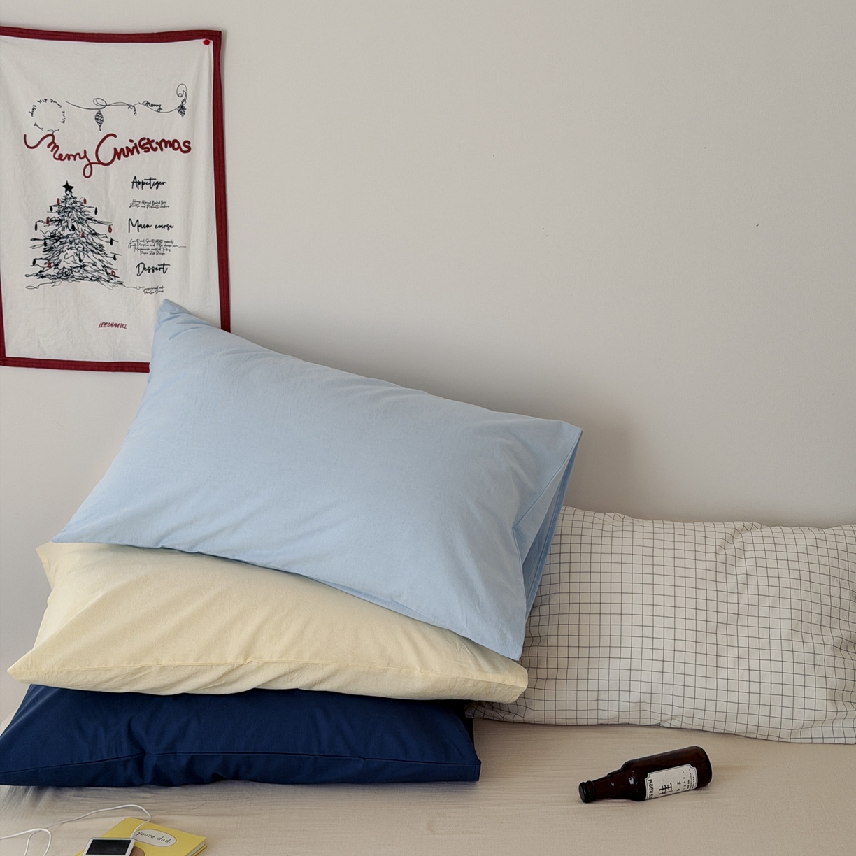 （总）艾沁家纺 2026新款全棉纯棉色织水洗棉单品枕套 枕套单件1