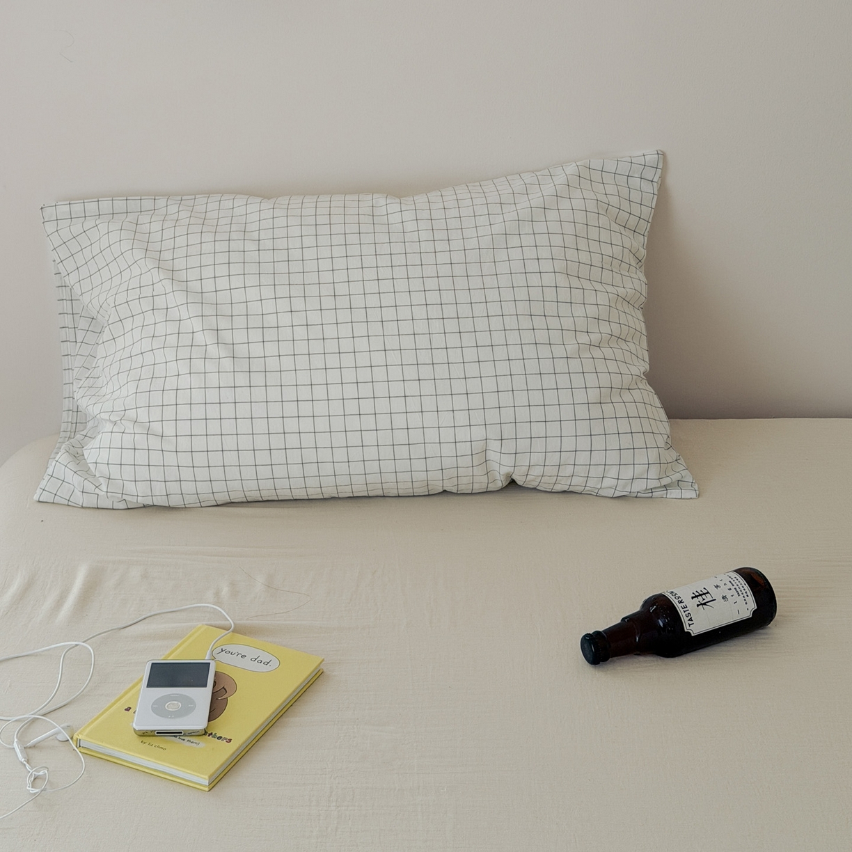 艾沁家纺 2026新款全棉纯棉色织水洗棉单品枕套 枕套单件1 小白格