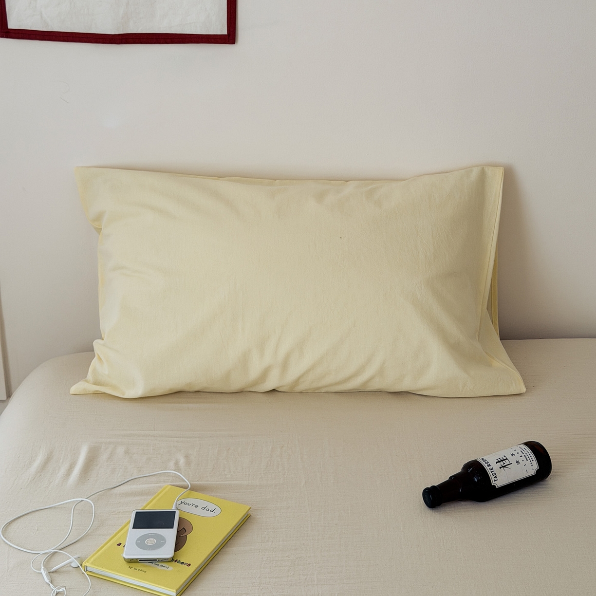 艾沁家纺 2026新款全棉纯棉色织水洗棉单品枕套 枕套单件1 奶黄