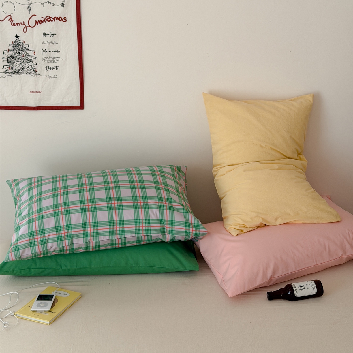 91家纺网 家纺一手货源 找家纺 （总）艾沁家纺 2026新款全棉纯棉色织水洗棉单品枕套 枕套单件2