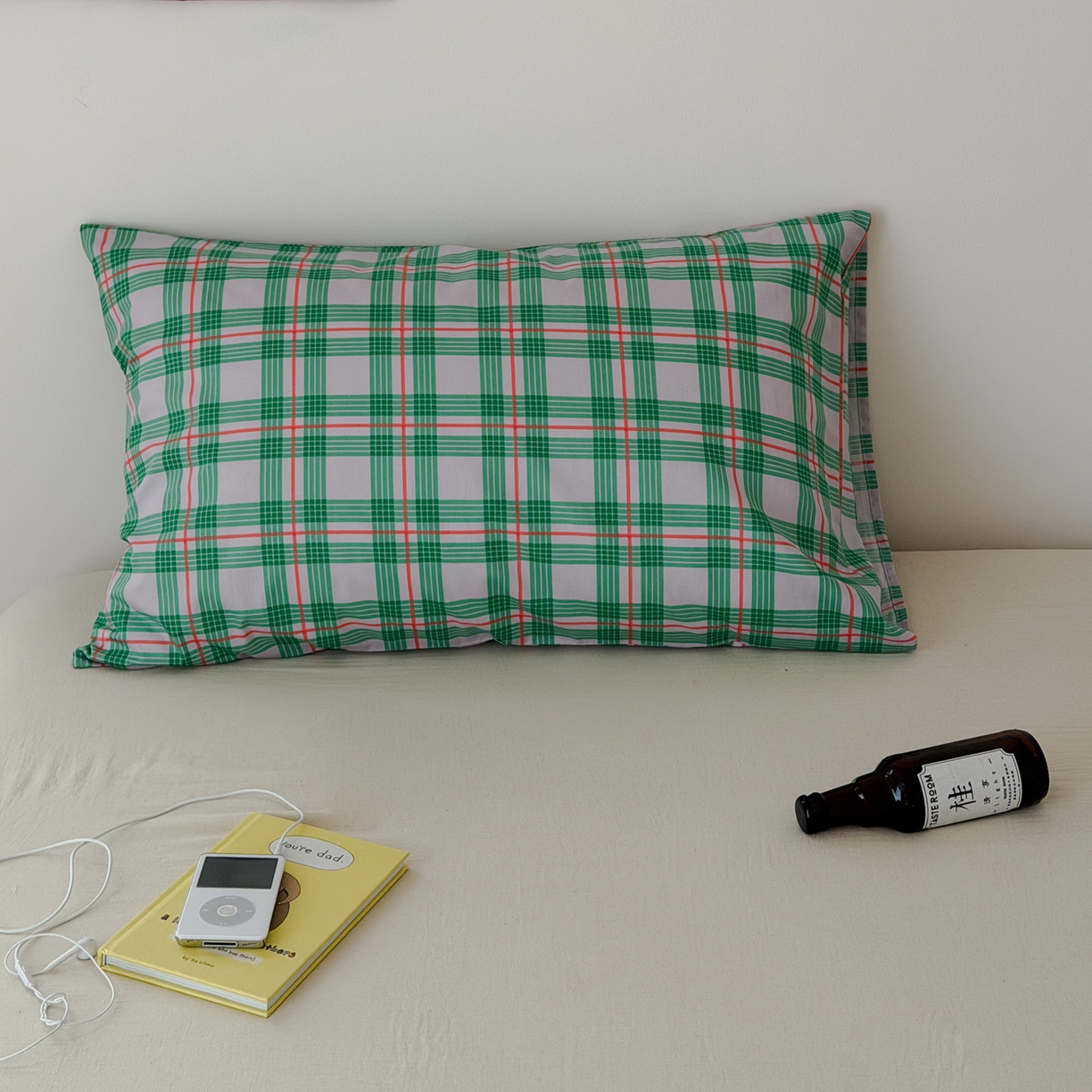 艾沁家纺 2026新款全棉纯棉色织水洗棉单品枕套 枕套单件2 绿格-斜纹数码