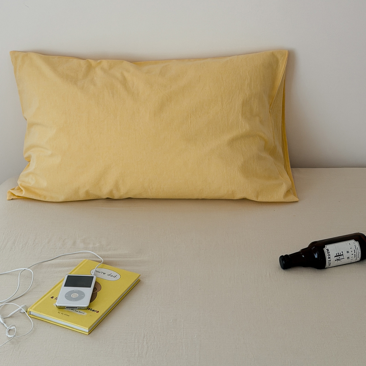 艾沁家纺 2026新款全棉纯棉色织水洗棉单品枕套 枕套单件2 浅黄