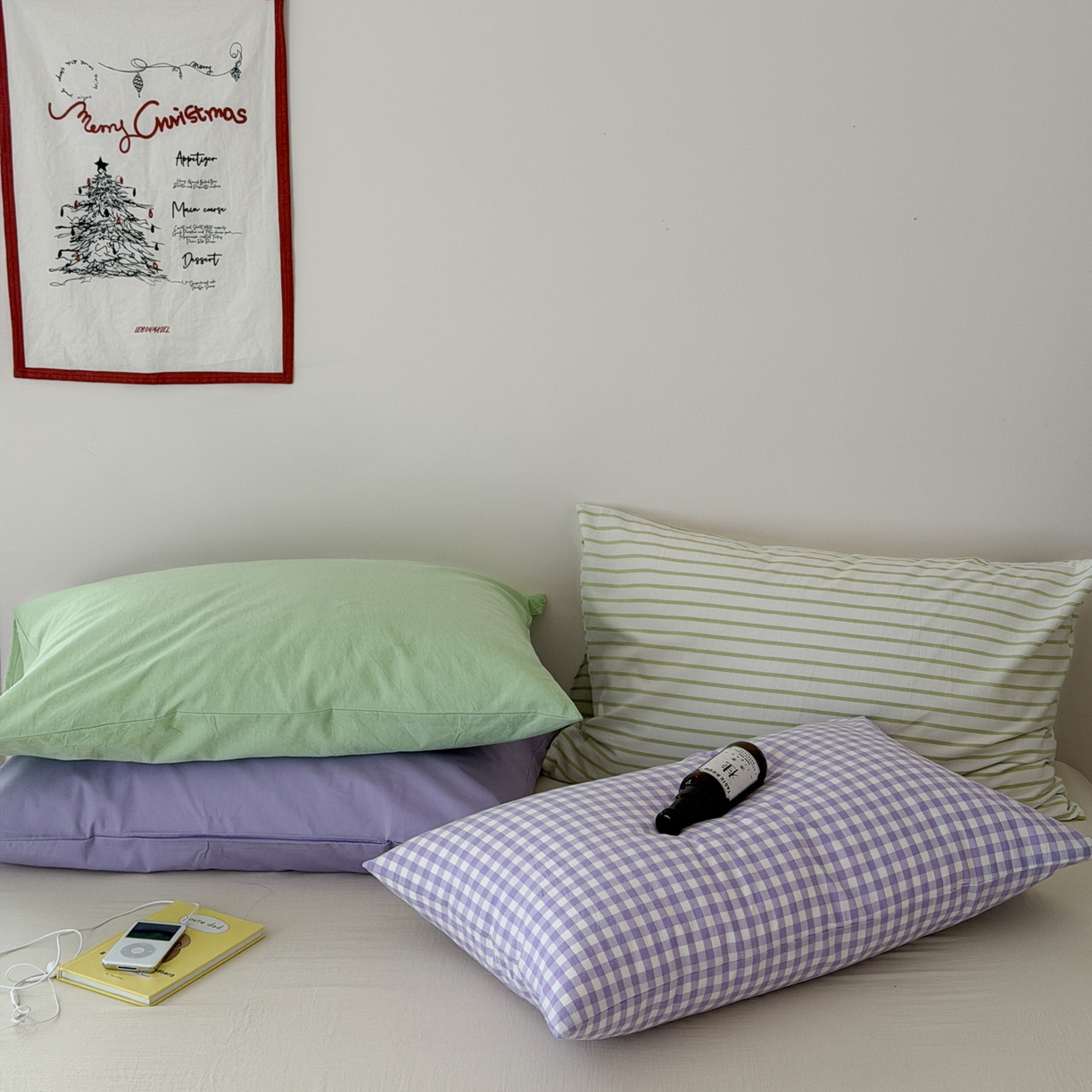 （总）艾沁家纺 2026新款全棉纯棉色织水洗棉单品枕套 枕套单件3