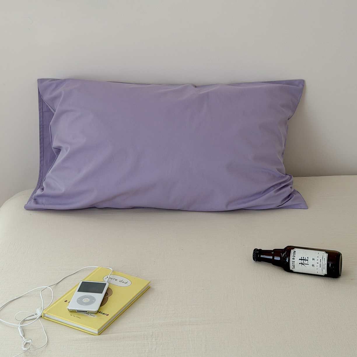 艾沁家纺 2026新款全棉纯棉色织水洗棉单品枕套 枕套单件3 浅紫