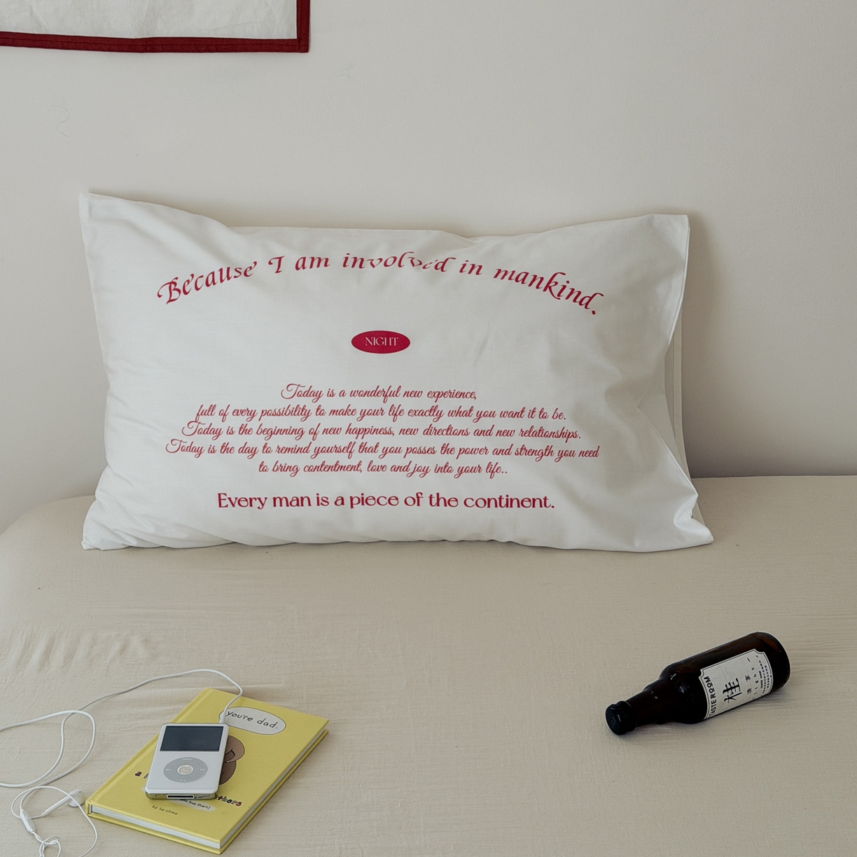 91家纺网 家纺一手货源 找家纺 （总）艾沁家纺 2026新款全棉纯棉数码印花字母单品枕套 枕套单件