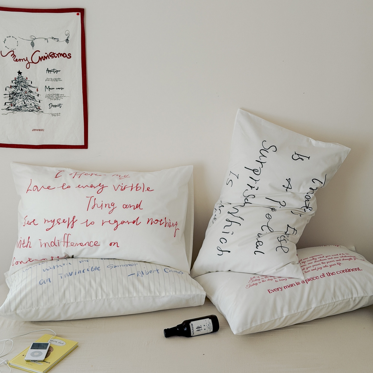 91家纺网 家纺一手货源 找家纺 （总）艾沁家纺 2026新款全棉纯棉数码印花字母单品枕套 枕套单件