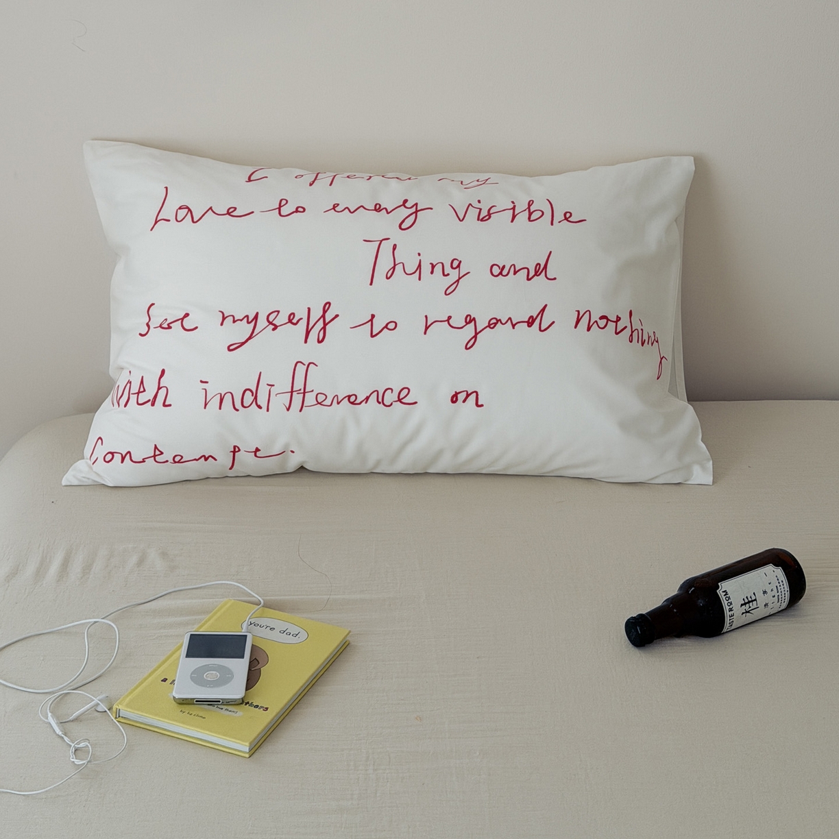 艾沁家纺 2026新款全棉纯棉数码印花字母单品枕套 枕套单件 情书