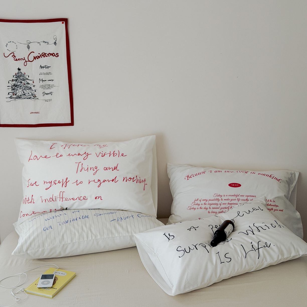 艾沁家纺 2026新款全棉纯棉数码印花字母单品枕套 枕套单件 组合图仅供展示不可下单