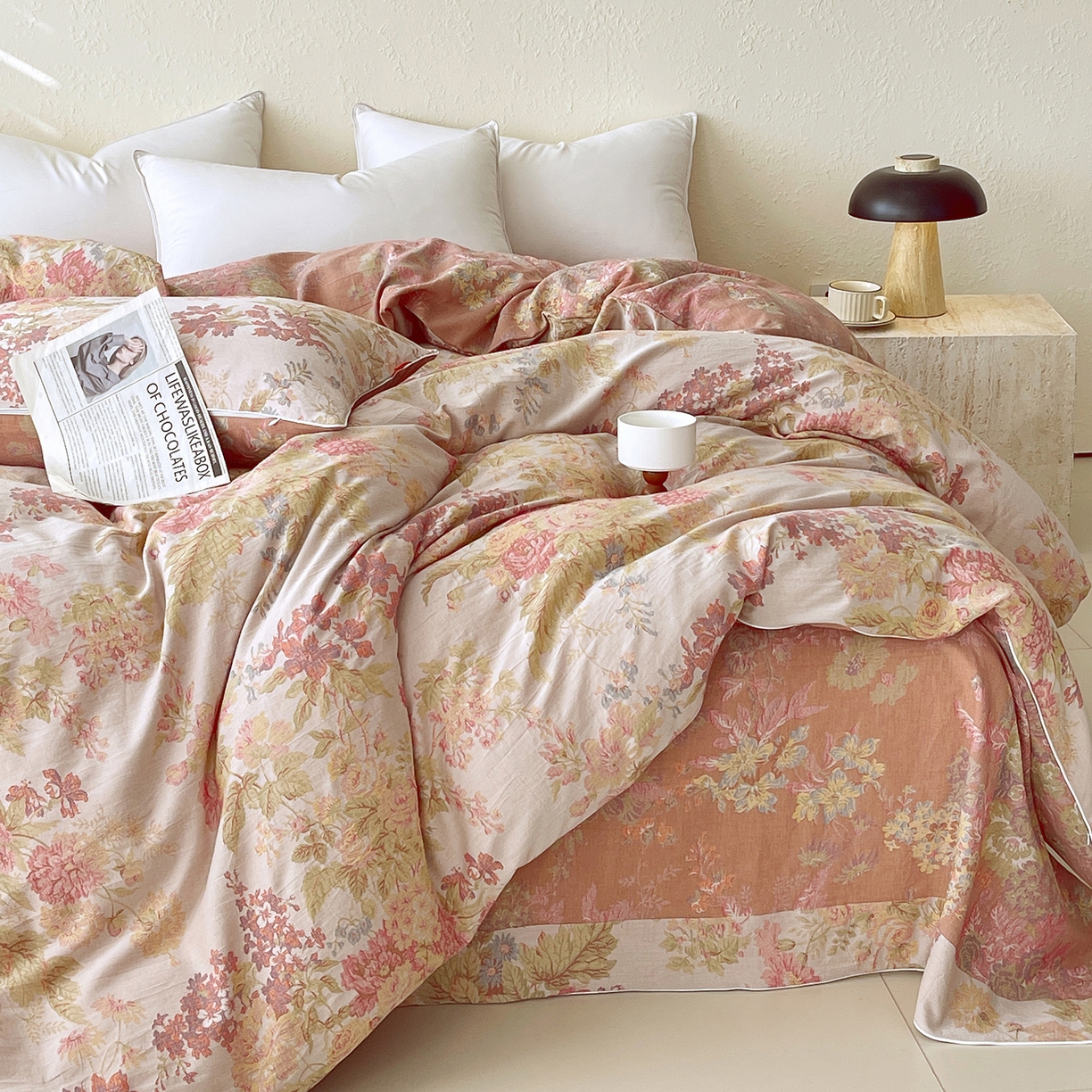 春皖家纺 2026春夏新款（正反两用）A类提花双层纱单被套 霞沫