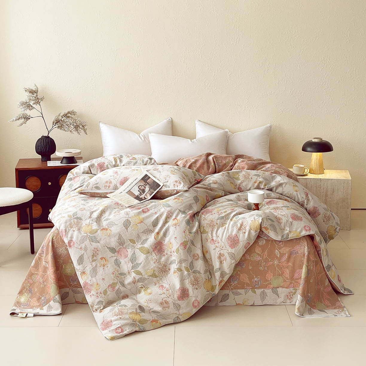 91家纺网 家纺一手货源 找家纺 春皖家纺 2026春夏新款（正反两用）A类提花双层纱单被套 稔秋