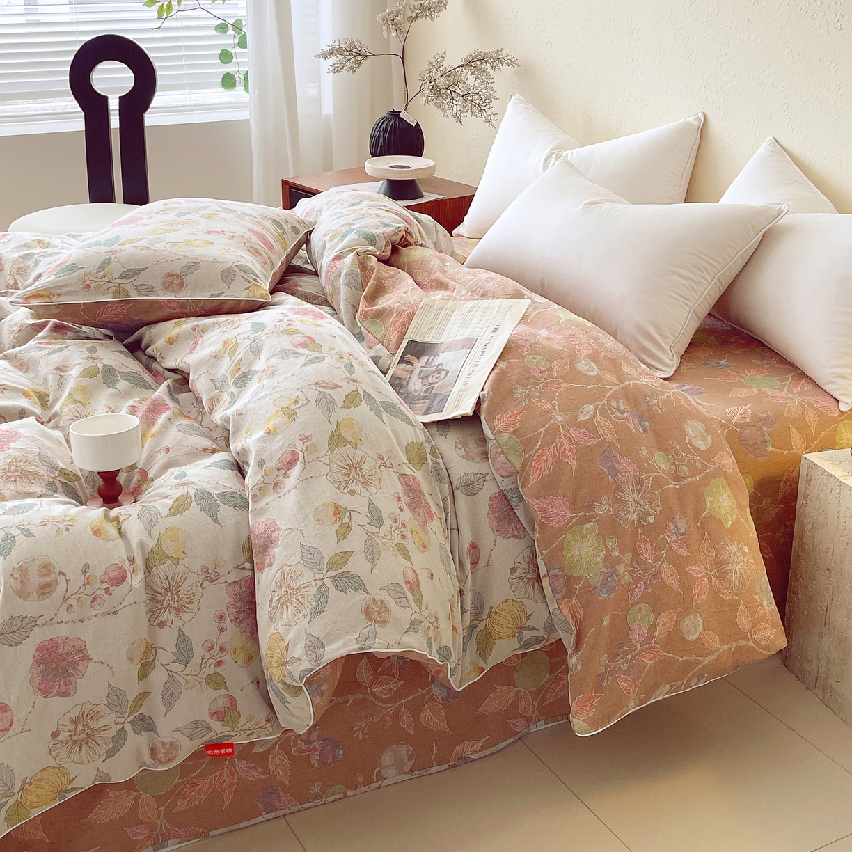 91家纺网 家纺一手货源 找家纺 春皖家纺 2026春夏新款（正反两用）A类提花双层纱单被套 稔秋