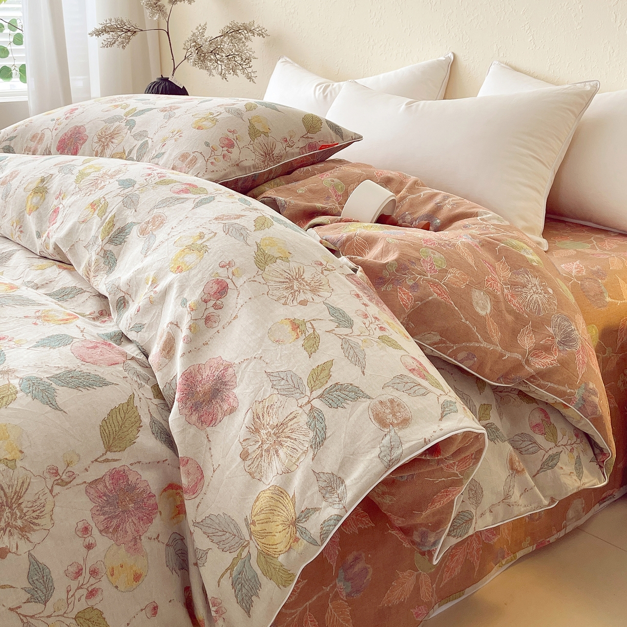 91家纺网 家纺一手货源 找家纺 春皖家纺 2026春夏新款（正反两用）A类提花双层纱单被套 稔秋