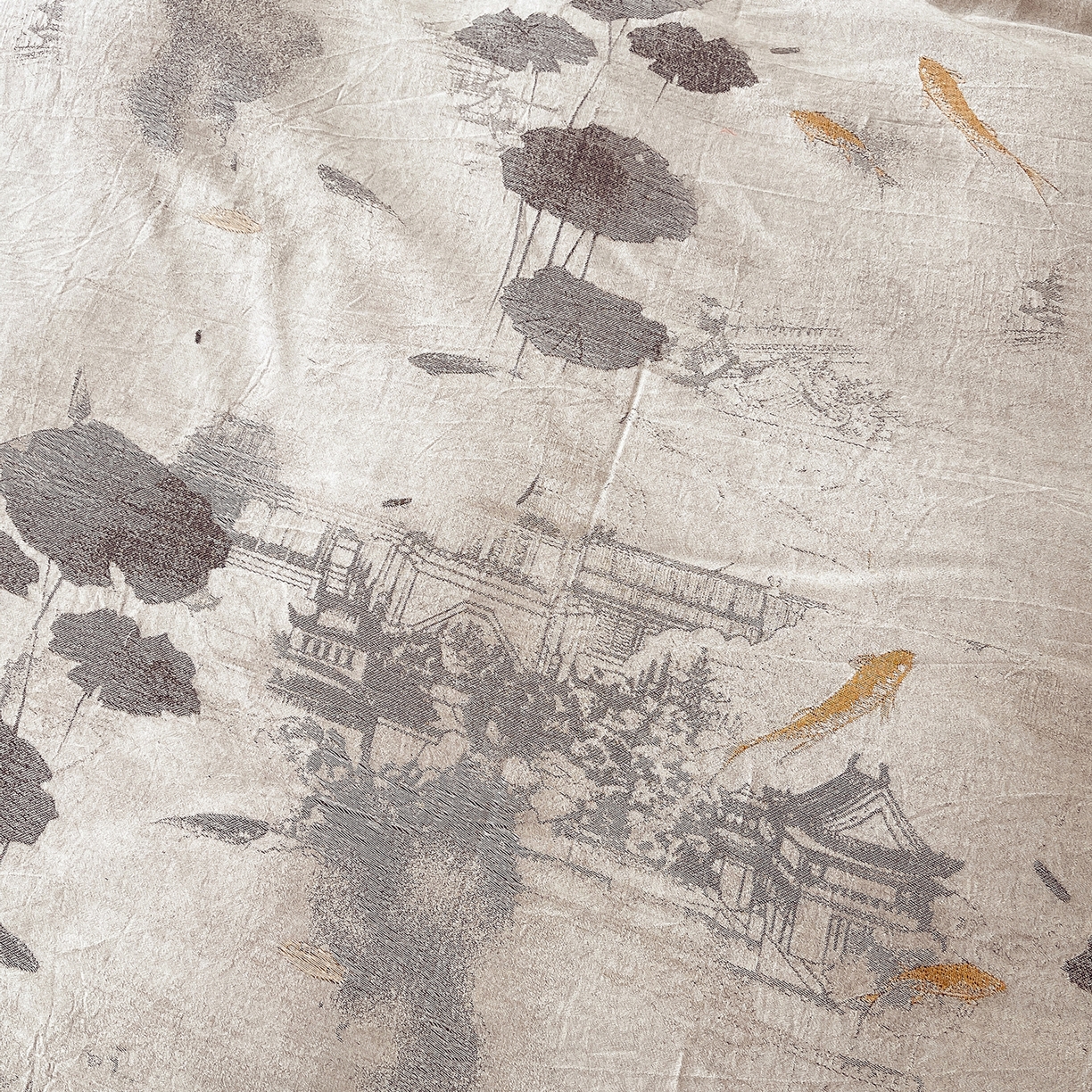 91家纺网 家纺一手货源 找家纺 春皖家纺 2026春夏新款（正反两用）A类提花双层纱单被套 荷芷