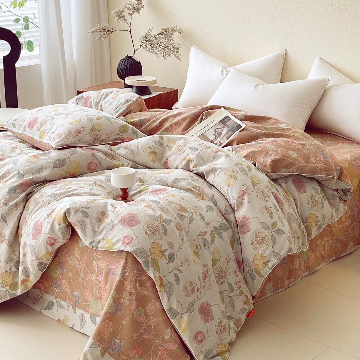 91家纺网 家纺一手货源 找家纺 春皖家纺 2026春夏新款（正反两用）A类提花双层纱单被套 稔秋