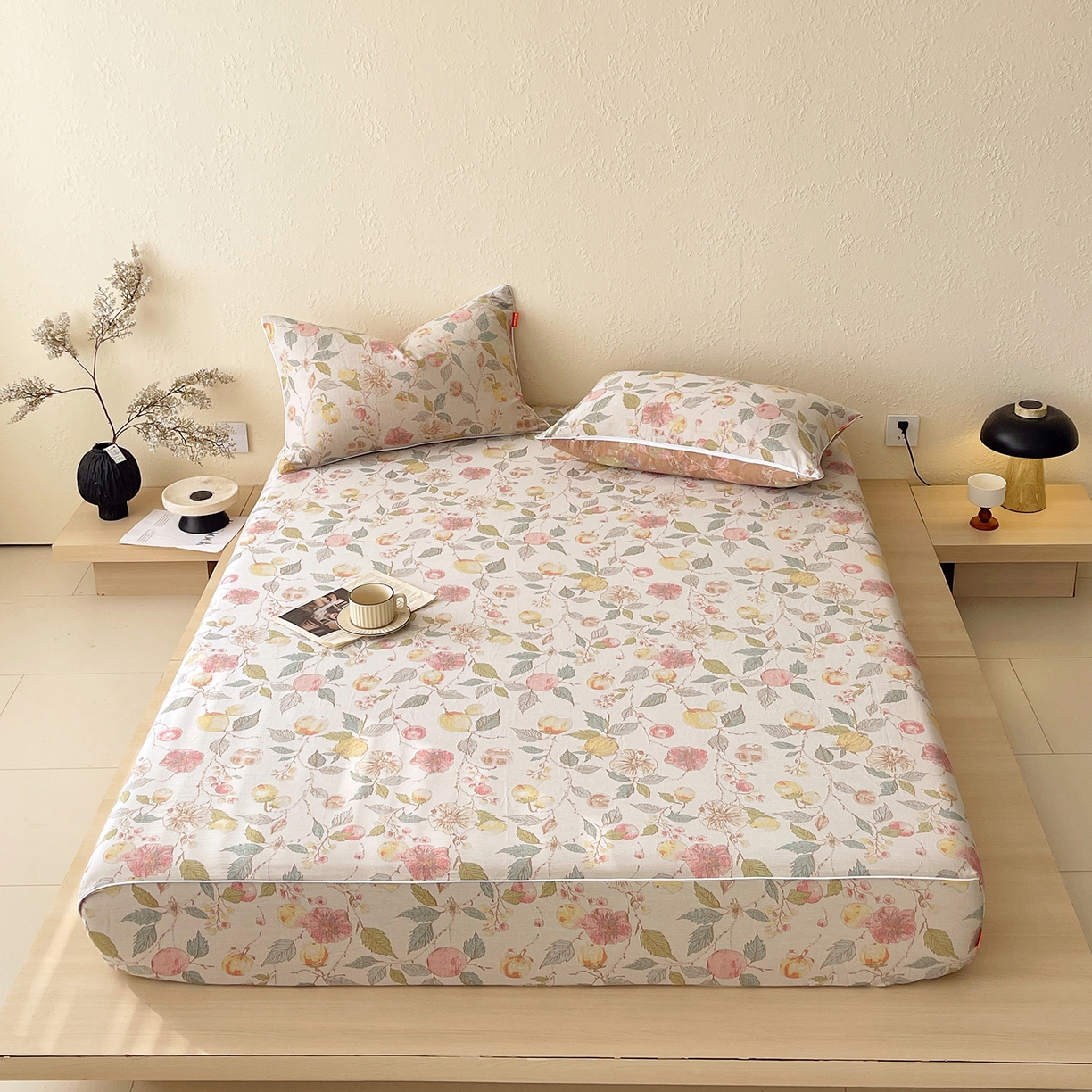 91家纺网 家纺一手货源 找家纺 春皖家纺 2026春夏新款（正反两用）A类提花双层纱单床笠 稔秋