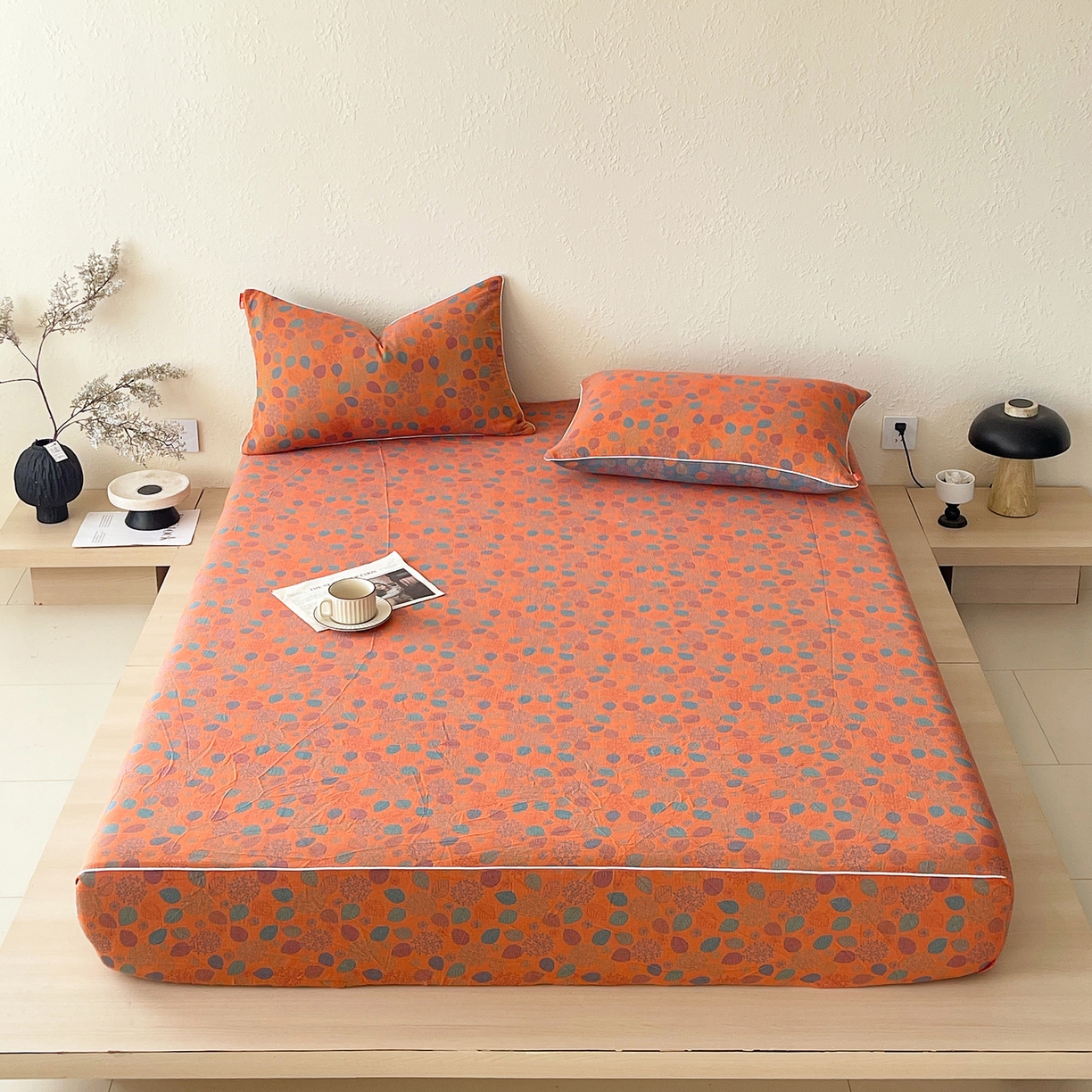 91家纺网 家纺一手货源 找家纺 春皖家纺 2026春夏新款（正反两用）A类提花双层纱单床笠 映阳-蓝黄