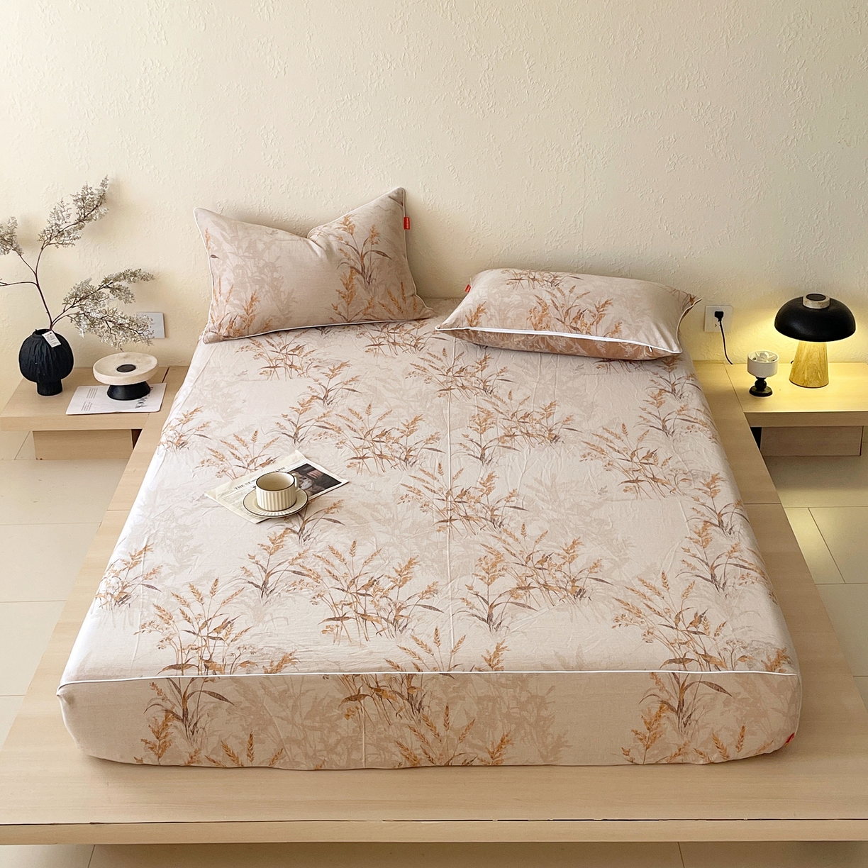 春皖家纺 2026春夏新款（正反两用）A类提花双层纱单床笠 金穗