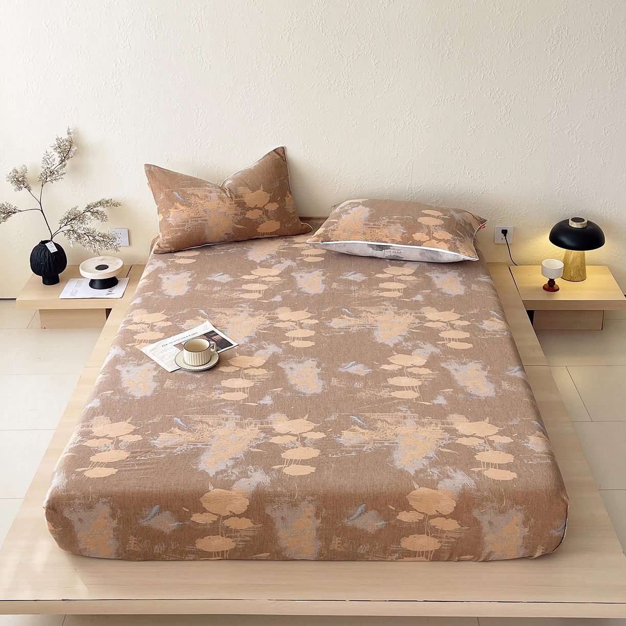 91家纺网 家纺一手货源 找家纺 春皖家纺 2026春夏新款（正反两用）A类提花双层纱单床笠 荷芷