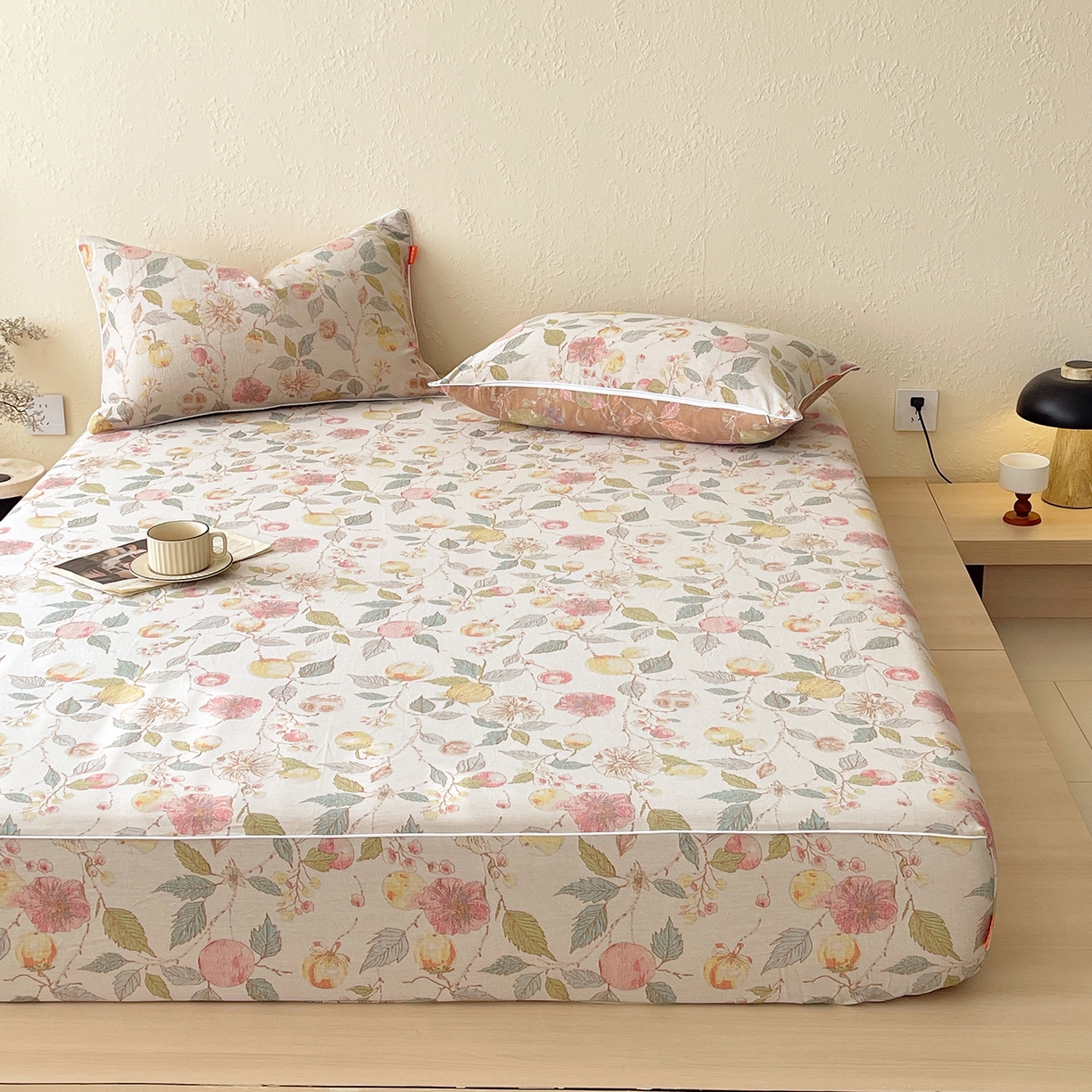 91家纺网 家纺一手货源 找家纺 春皖家纺 2026春夏新款（正反两用）A类提花双层纱单床笠 稔秋