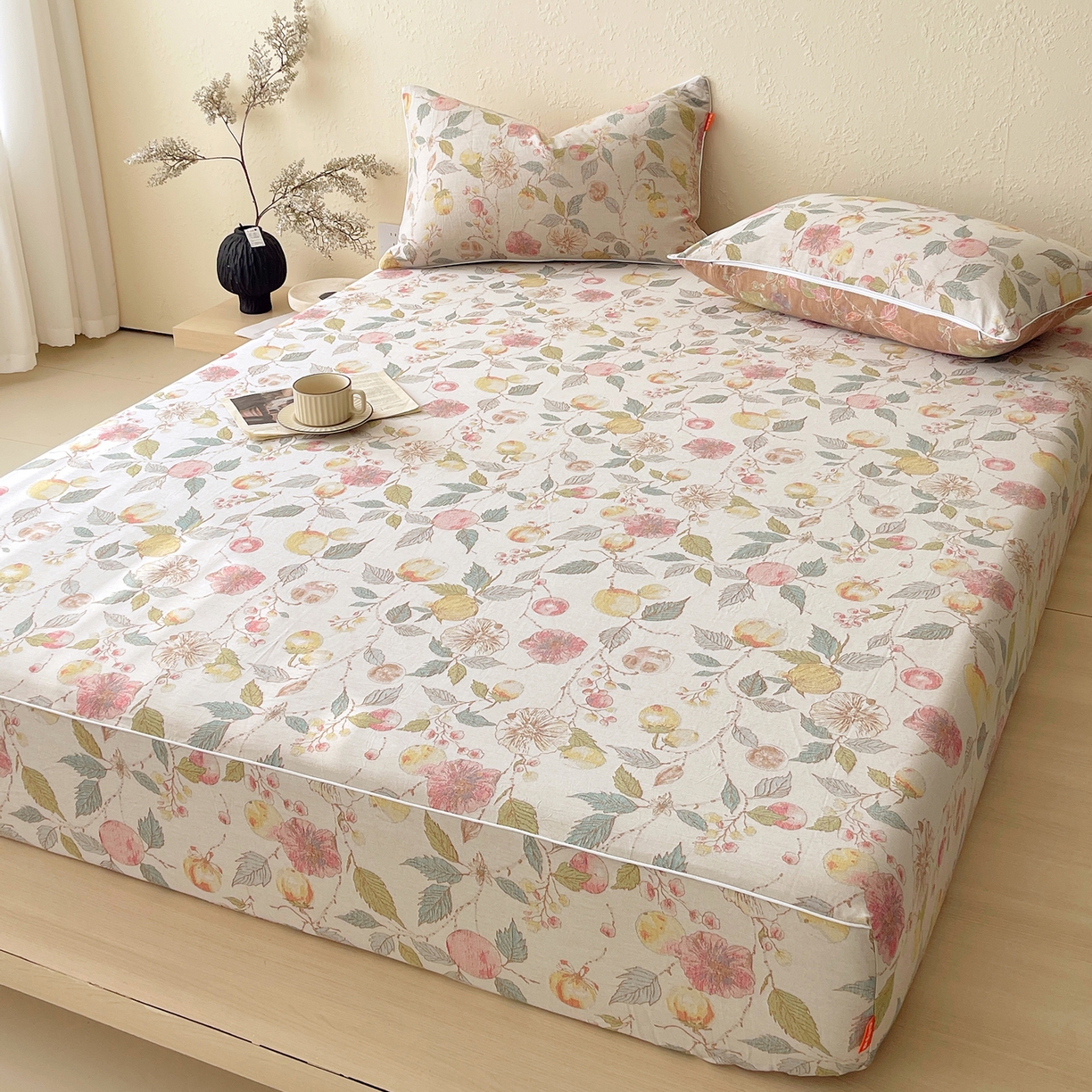 91家纺网 家纺一手货源 找家纺 春皖家纺 2026春夏新款（正反两用）A类提花双层纱单床笠 稔秋