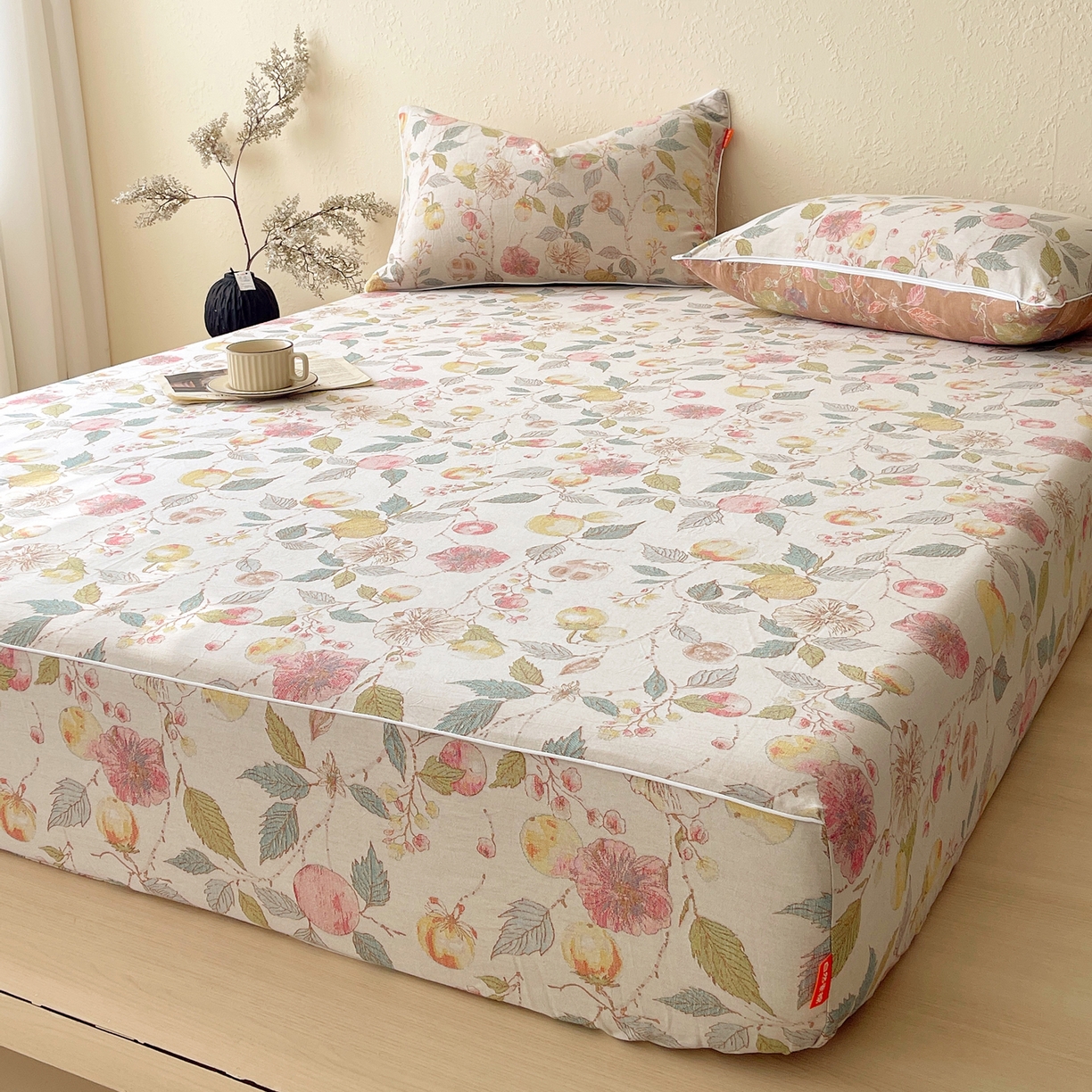 91家纺网 家纺一手货源 找家纺 春皖家纺 2026春夏新款（正反两用）A类提花双层纱单床笠 稔秋