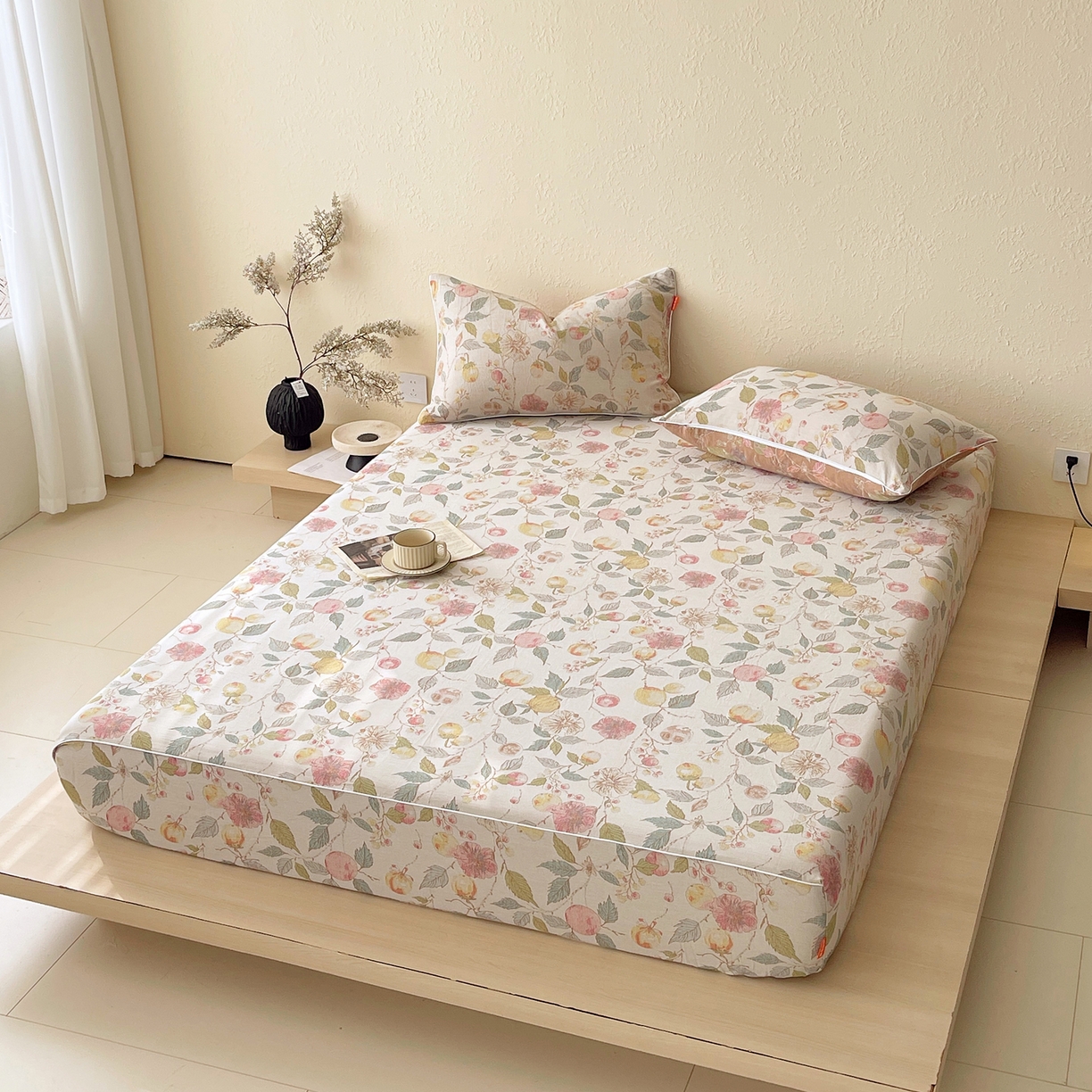 91家纺网 家纺一手货源 找家纺 春皖家纺 2026春夏新款（正反两用）A类提花双层纱单床笠 稔秋