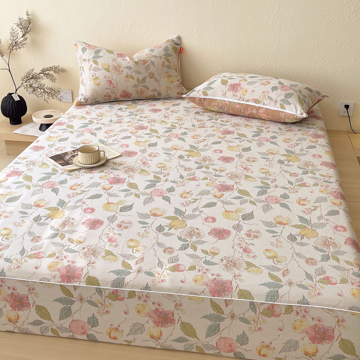 91家纺网 家纺一手货源 找家纺 春皖家纺 2026春夏新款（正反两用）A类提花双层纱单床笠 稔秋