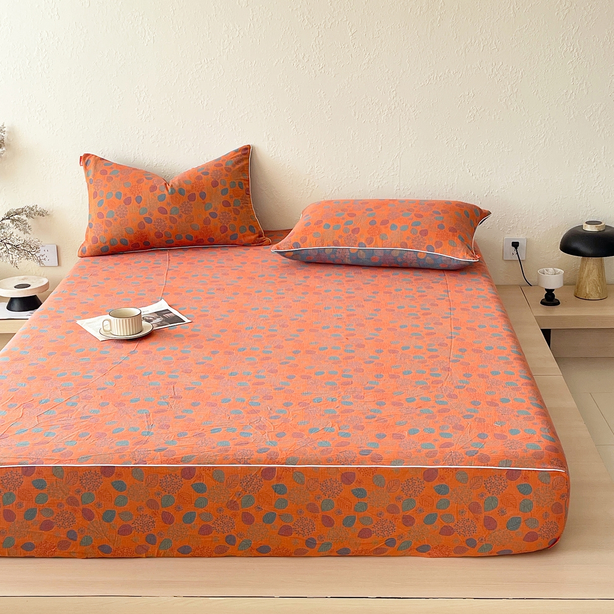 91家纺网 家纺一手货源 找家纺 春皖家纺 2026春夏新款（正反两用）A类提花双层纱单床笠 映阳-蓝黄