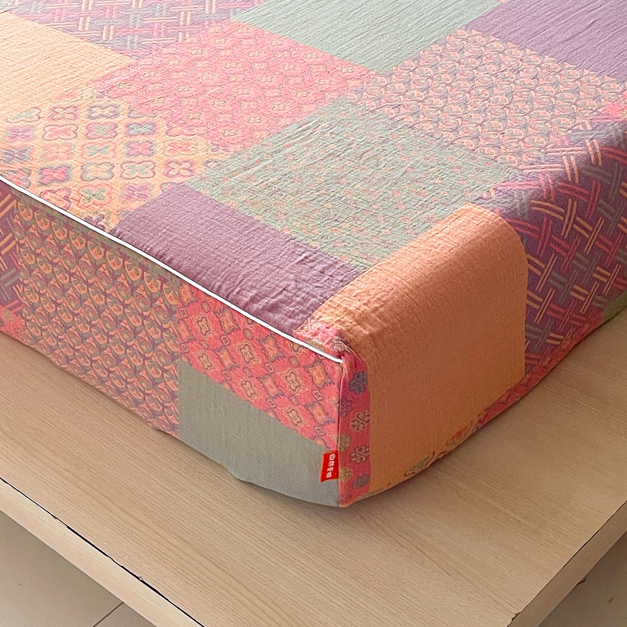 91家纺网 家纺一手货源 找家纺 春皖家纺 2026春夏新款（正反两用）A类提花双层纱单床笠 思菱-粉玉