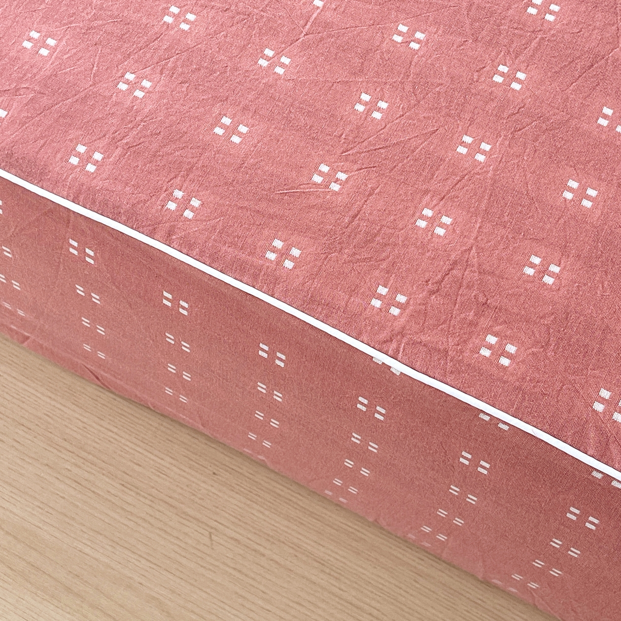 91家纺网 家纺一手货源 找家纺 春皖家纺 2026春夏新款（正反两用）A类提花双层纱单床笠 思柔-粉红