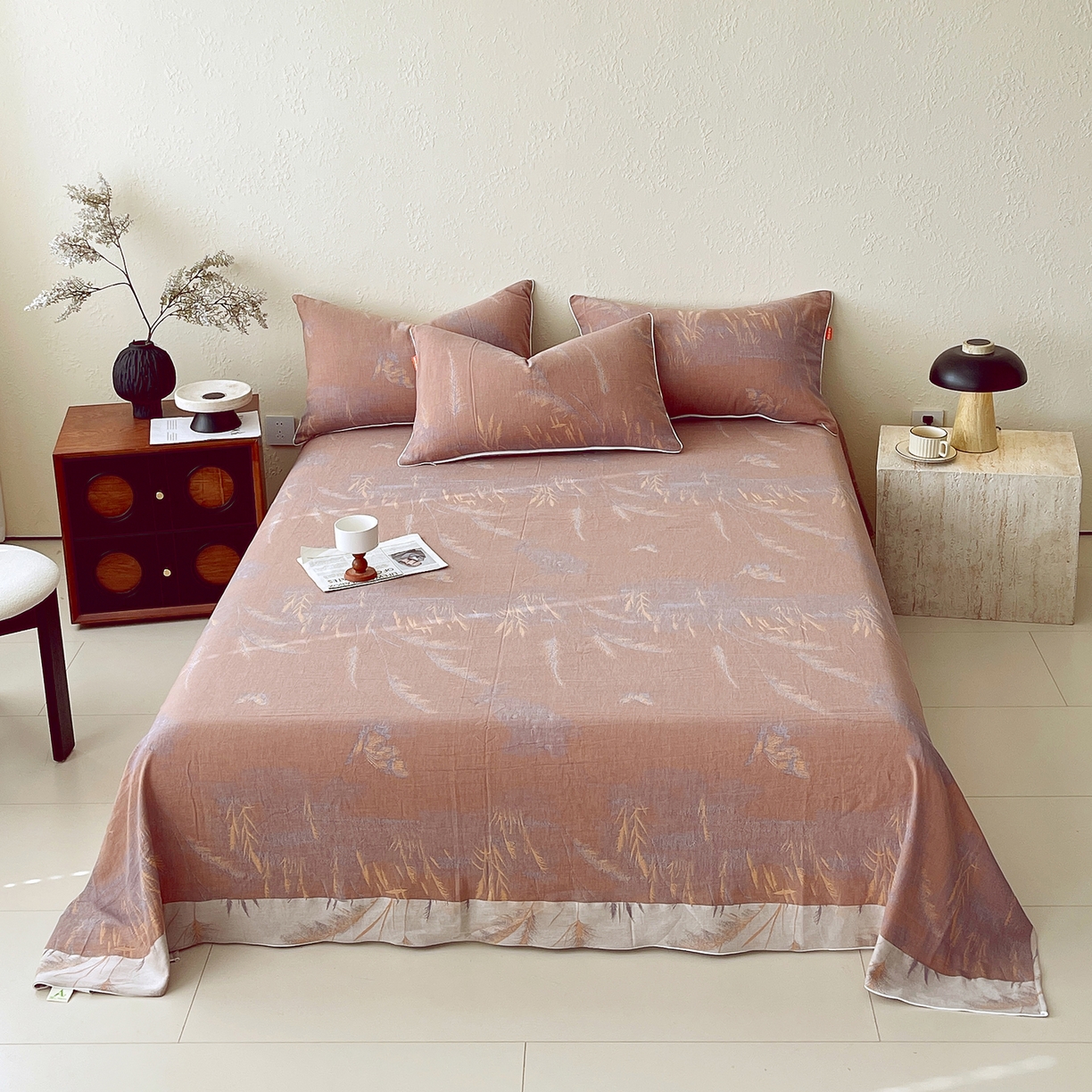 91家纺网 家纺一手货源 找家纺 春皖家纺 2026春夏新款（正反两用）A类提花双层纱单床单 瑾璃