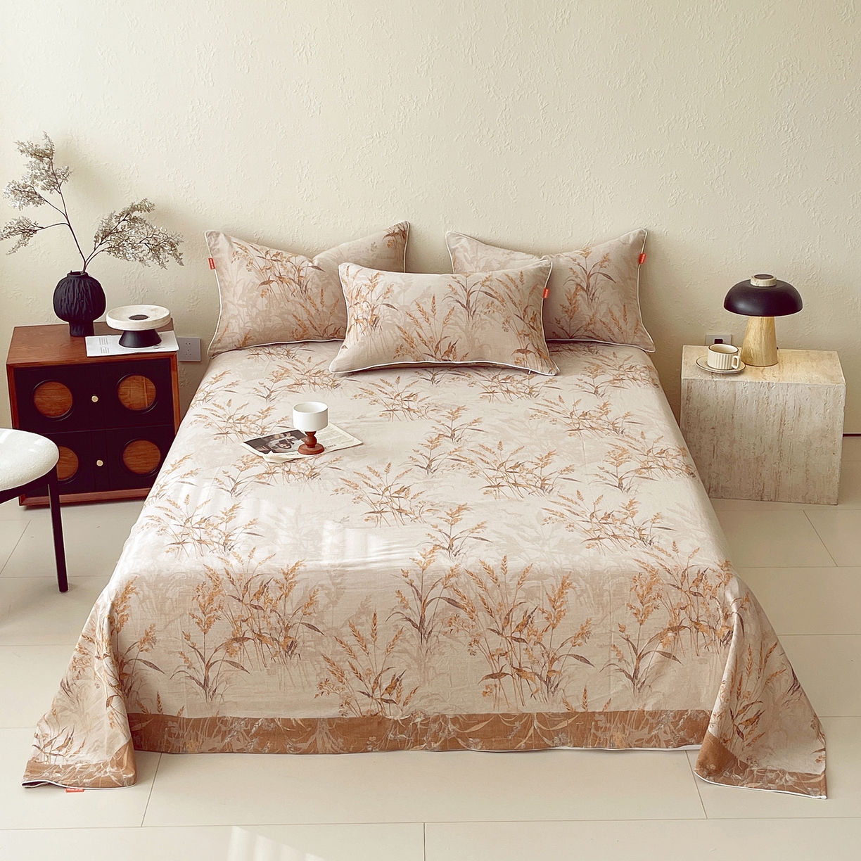 91家纺网 家纺一手货源 找家纺 春皖家纺 2026春夏新款（正反两用）A类提花双层纱单床单 金穗