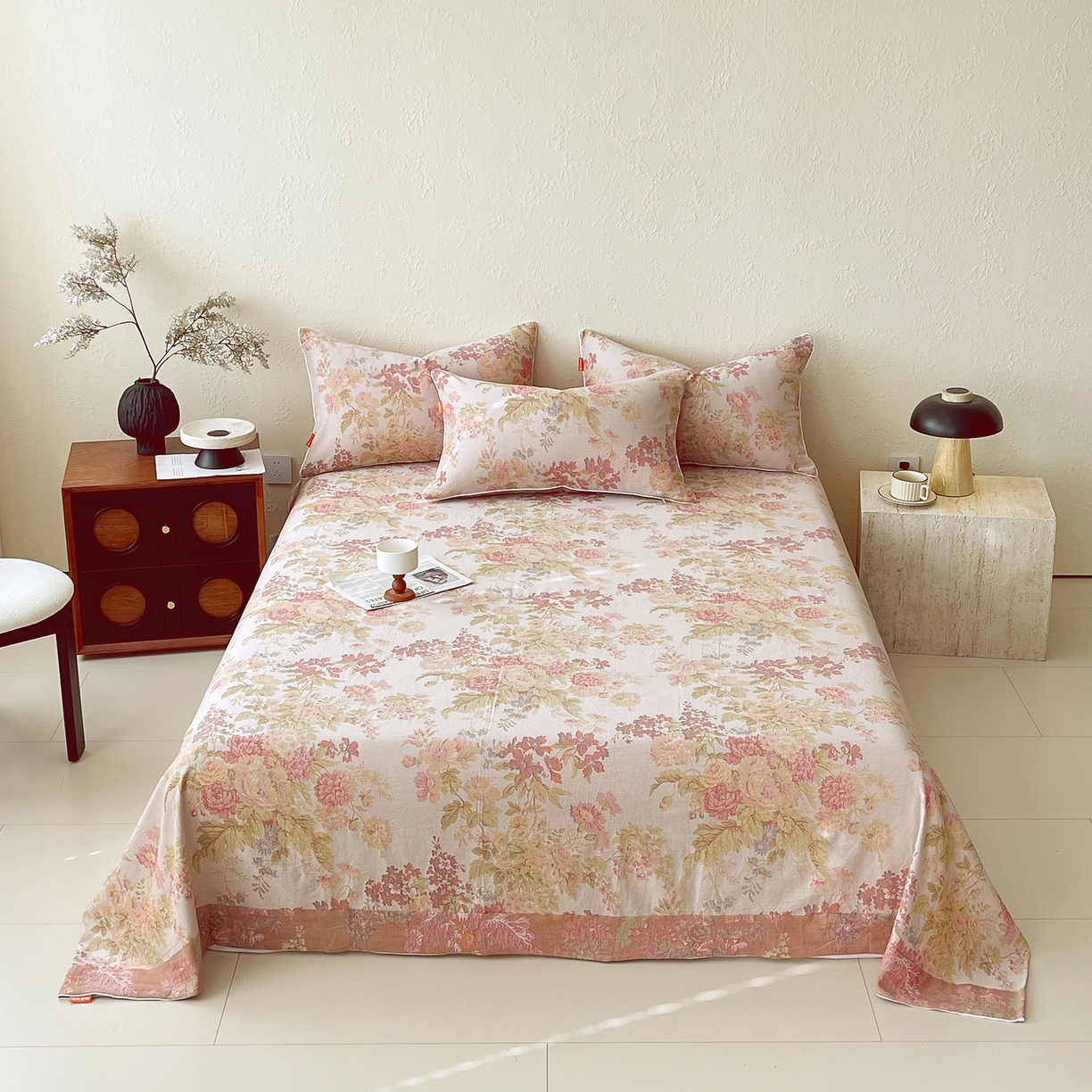 91家纺网 家纺一手货源 找家纺 春皖家纺 2026春夏新款（正反两用）A类提花双层纱单床单 霞沫