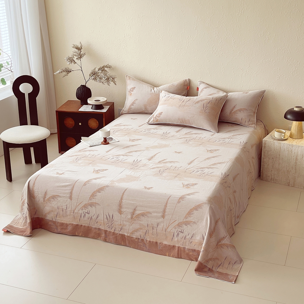 91家纺网 家纺一手货源 找家纺 春皖家纺 2026春夏新款（正反两用）A类提花双层纱单床单 瑾璃